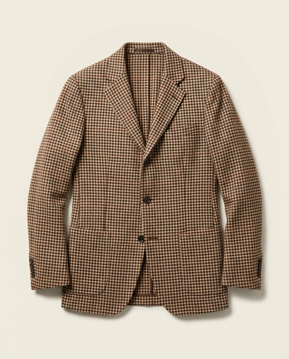 The starting piece: Freddy’s brown and tan houndstooth blazer